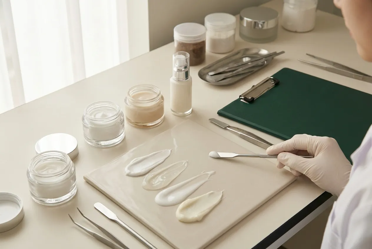 Texture comparison of cream, lotion, and gel-cream formulations